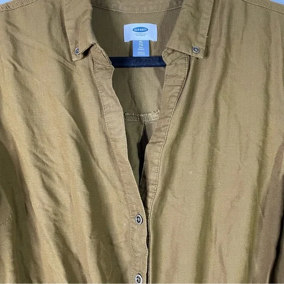 Old Navy Long Sleeve Utility Style Romper Moss Green V Neck Button Front XL Tall - Picture 4 of 9